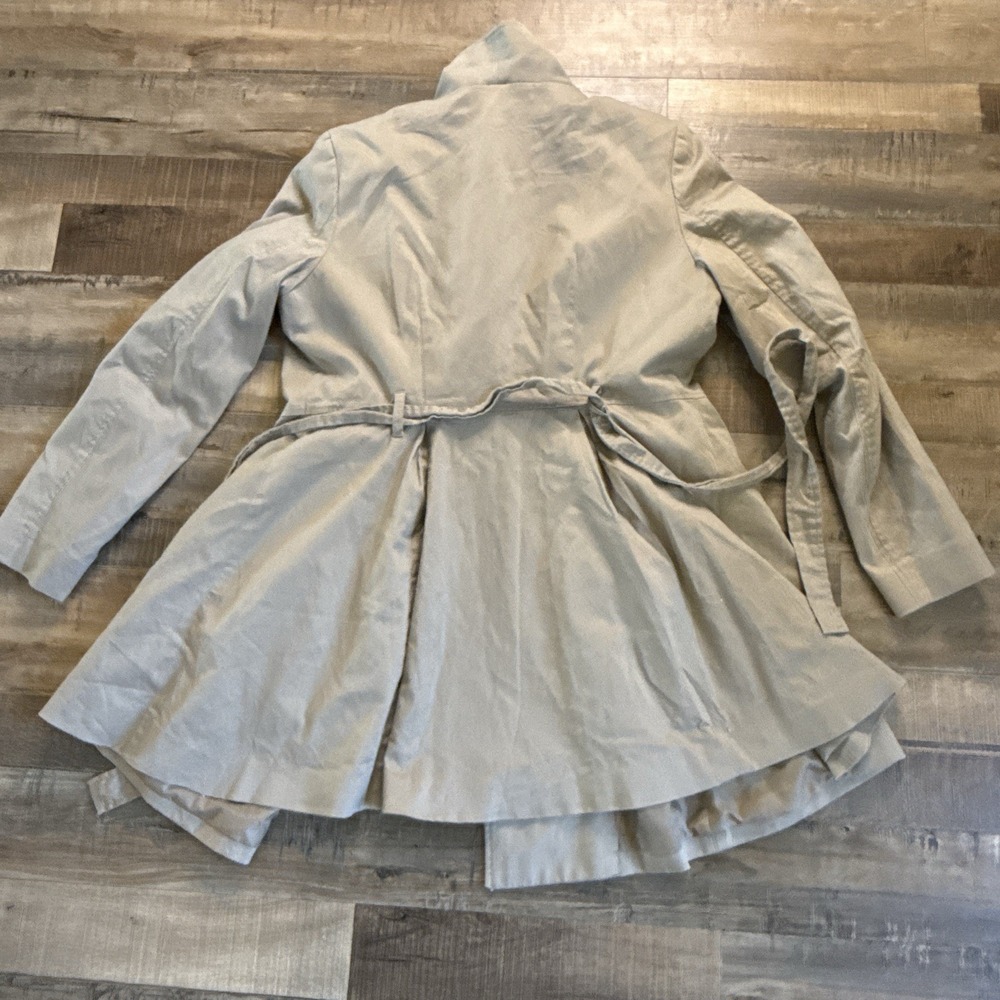 Divided Double Breasted Flared Trench Coat Sz 12 Preppy Trendy - Picture 8 of 9